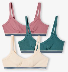 Conjunto de 3 Tops se suporte para Menina Lisos JONEN. cru