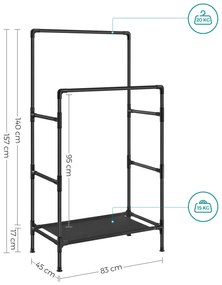 Guarda Roupa metálico de fácil montagem 83 x 45 x 157 cm preto