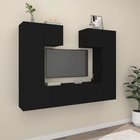 vidaXL Conjunto móveis de TV 6 pcs madeira processada preto