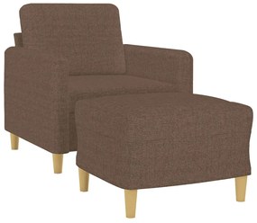 Poltrona com apoio de pés 60 cm tecido castanho