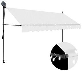 vidaXL Toldo retrátil manual com LED 400 cm creme