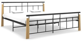 vidaXL Estrutura de cama 180x200 cm metal e madeira de carvalho maciça