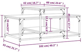 Mesa de centro 102x60x45 cm derivados madeira carvalho fumado