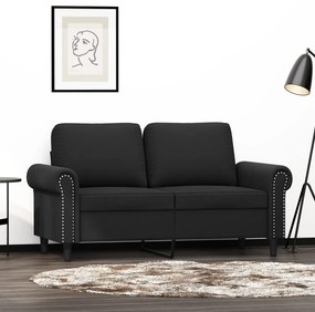 vidaXL Sofá de 2 lugares veludo 120 cm preto