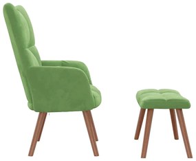 Cadeira de descanso com banco veludo verde-claro