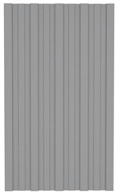 Painéis de telhado 12 pcs 80x45 cm aço galvanizado cinzento