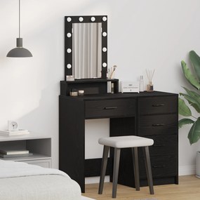 Mesa de Maquiagem vidaXL com Luzes LED Preto e Carvalho 50x41x140 cm