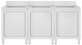 Armários c/ lava-louça cozinha comercial 3 pcs aço inoxidável