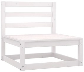 3 pcs conjunto lounge jardim c/ almofadões pinho maciço branco