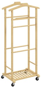 HOMCOM Cabide de Pé de Bambu Cabide com Rodas Suportes para Roupas Barras para Calças Bandeja e Sapateira  47x33,7x105,5 cm Madeira | Aosom Portugal