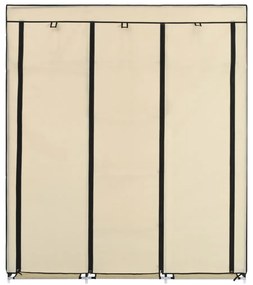 Roupeiro c/ compartimentos e varões 150x45x175 cm tecido creme