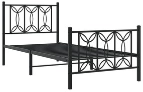 Estrutura de cama com cabeceira e pés 90x190 cm metal preto