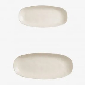 Conjunto De 2 Tabuleiros Em Grés Belvere Gardénia Branco - Sklum
