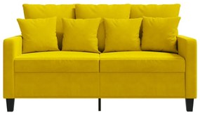 Sofá de 2 lugares veludo 120 cm amarelo