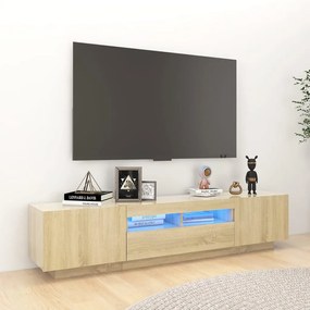 Móvel de TV Giancarlo com Luzes LED de 180cm - Carvalho - Design Moder