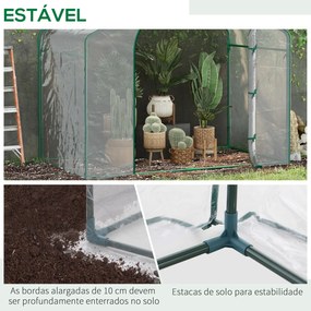 Outsunny Estufa Transparente de Jardim 180x100x168 cm Estufa de Jardim com Porta Enrolável e Estrutura de Aço Transparente