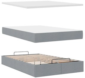 Estrutura cama otomana colchão 120x200 cm tecido cinzento claro