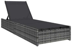 Espreguiçadeira VidaXL Cinza 60x200x27 cm Vime Sintético