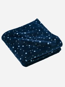 Oferta do IVA - Manta em microfibra, estampado às estrelas, Basics azul escuro estampado