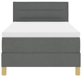 Cama Box Spring com Colchão e LED Cinza Escuro 90x190 cm Tecido