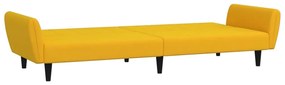 Sofá-cama de 2 lugares veludo amarelo