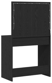 Mesa de Maquilhagem com Luzes de LED Carvalho Preto 78,5x41x135 cm