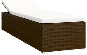 Espreguiçadeira com almofadão e mesa de centro vime PE castanho