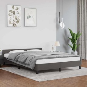 Estrutura cama c/ cabeceira sem colchão 140x200 cm cinzento