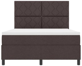 Cama Box com Colchão e LED Castanho Escuro, 160 x 200 cm, Tecido
