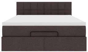 Estrutura cama otomana colchão 140x200cm tecido castanho escuro