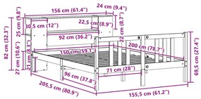 Cama com estante sem colchão 150x200 cm pinho maciço