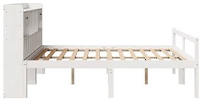 Cama com estante sem colchão 180x200 cm pinho maciço branco