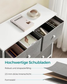 Cómoda com 6 gavetas em tecido com estrutura metálica e organizador 30 x 80 x 71 cm cinza claro, branco