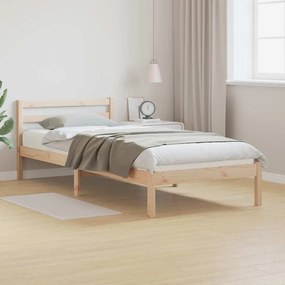 Cama vidaXL com cabeceira 80x210 cm em madeira maciça de pinho