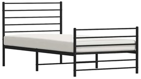 Estrutura de cama com cabeceira e pés 100x190 cm metal preto