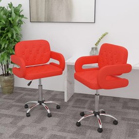 vidaXL Cadeiras de jantar giratórias 2 pcs couro artificial vermelho