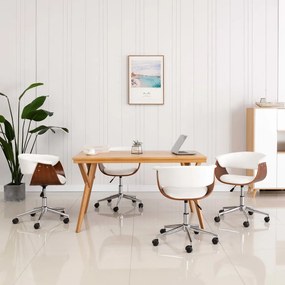 vidaXL Cadeiras de jantar giratórias 4 pcs couro artificial branco