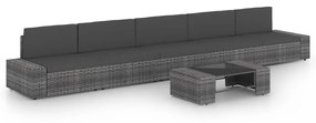 vidaXL 6 pcs conjunto lounge de jardim c/ almofadões vime PE cinzento