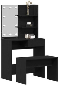 Conjunto de Mesa de Maquilhagem vidaXL com LED em Carvalho Preto de Ma