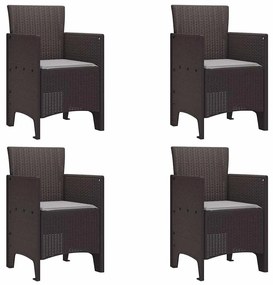 Cadeiras de Jardim 4 pcs Castanho 53 x 49 x 85 cm Plástico