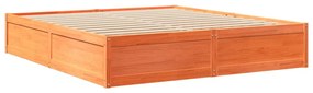 Cama sem colchão 200x200 cm pinho maciço castanho-mel