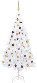 vidaXL Árvore Natal artificial pré-iluminada c/ bolas PVC branco