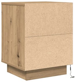 Mesas cabeceira c/ luzes LED 2pcs 38x34x50cm carvalho artesanal