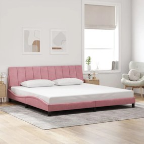 Estrutura de cama c/ cabeceira 200x200 cm veludo rosa