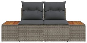 Sofá de Jardim 2 Lugares vidaXL com Almofadas Cinza em Rattan Sintétic