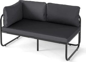 Sofá de jardim exterior 116 x 65 x 59 cm de 2 lugares com almofadas removíveis, apoios de braços laterais e estrutura em metal 116 x 65 x 59 cm cinzen