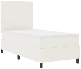 Cama Box Spring com Colchão Creme 90x200 cm Tecido de Veludo Cotelê