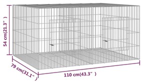 Coelheira de 2 painéis 110x79x54 cm ferro galvanizado