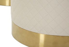 CONJUNTO DE 3 BANCOS/BÁUS COM ARMAZENAMENTO Ø 60X80-50X60-40X40 CM CREME E DOURADO