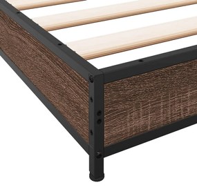 Estrutura de cama derivados de madeira/metal carvalho castanho